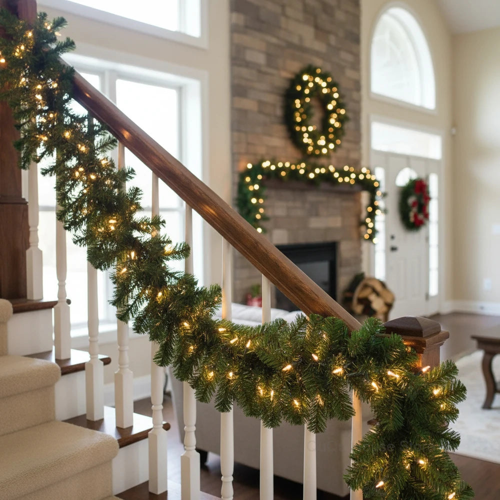 Artificial Christmas Garland, 8.9 ft – With or Without LED Lights