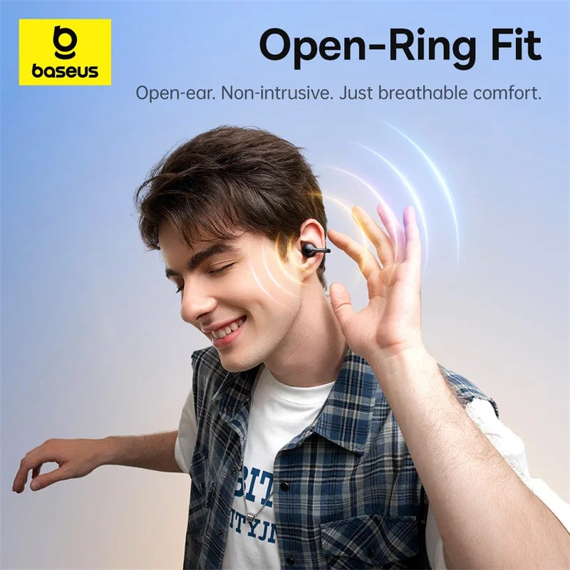 Baseus Bass BC1 Open-Ear Clip-On Earbuds – Bluetooth 6.0, 38H Battery, IP55