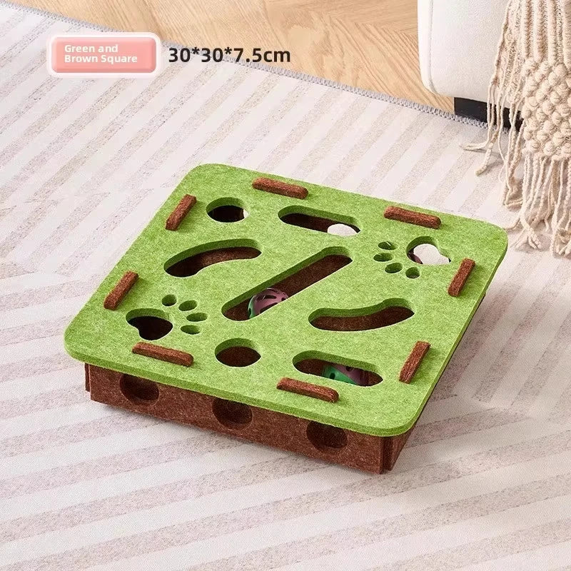Cat Puzzle Toy – Felt Box with Ball for Indoor Cats
