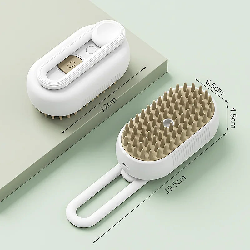 3-in-1 Cat Steam Brush – Electric Grooming, Massage & Hair Remover