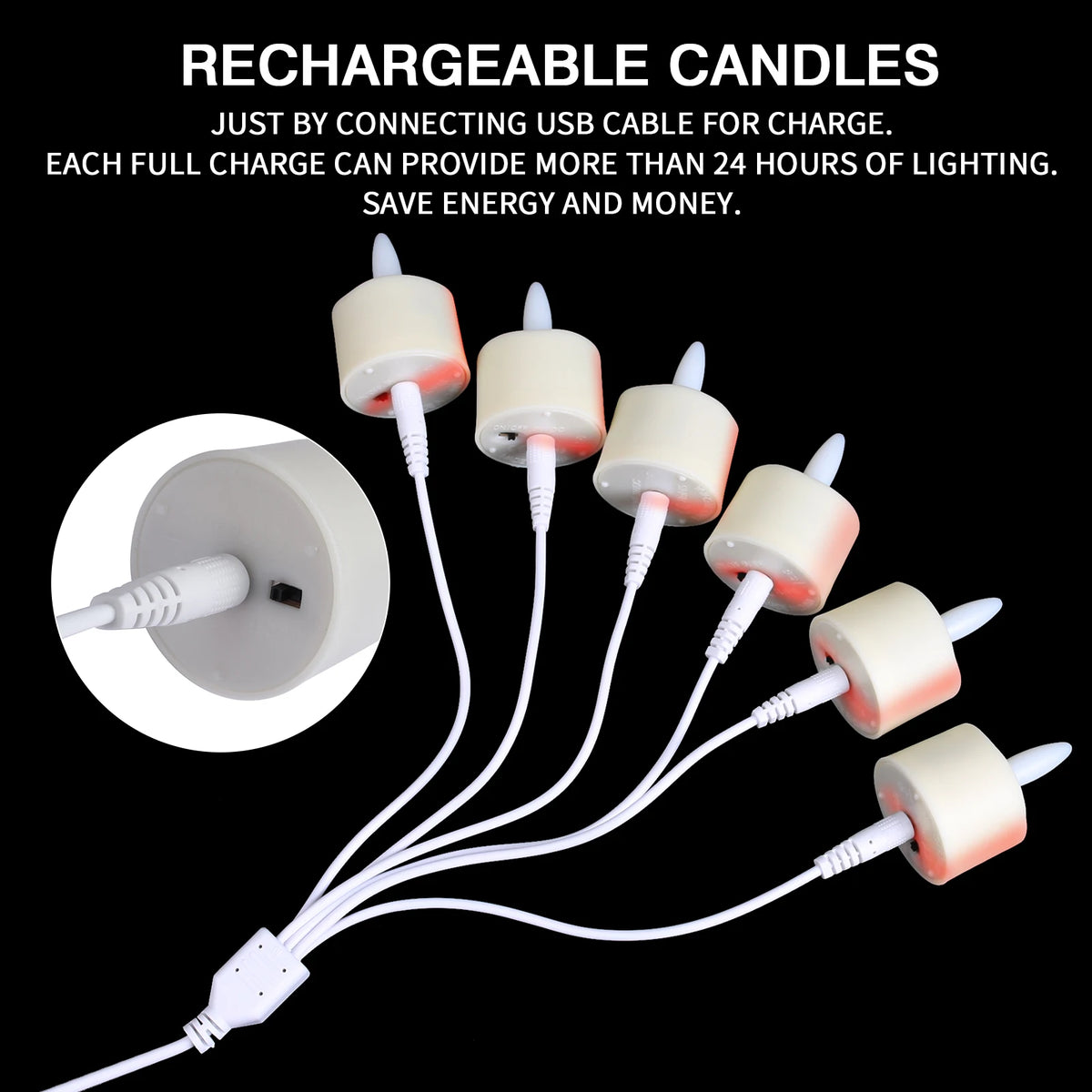 Rechargeable Flameless LED Tea Lights with Remote & Timer