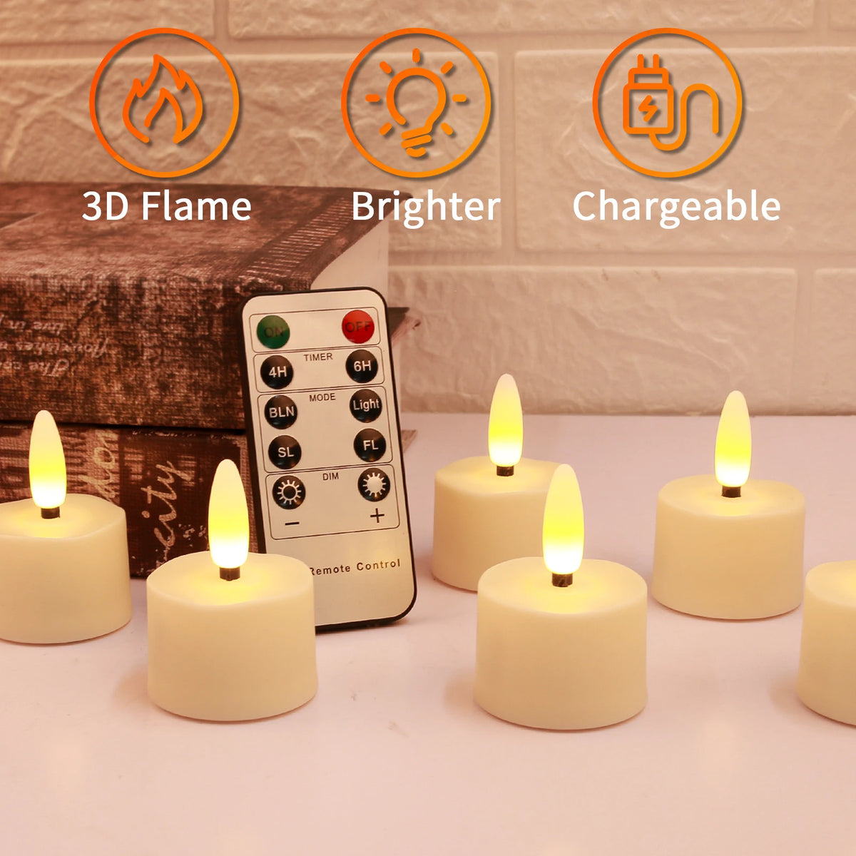 Rechargeable Flameless LED Tea Lights with Remote & Timer