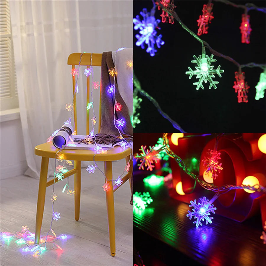 LED Snowflake String Lights – USB or Battery, 10–40 LEDs