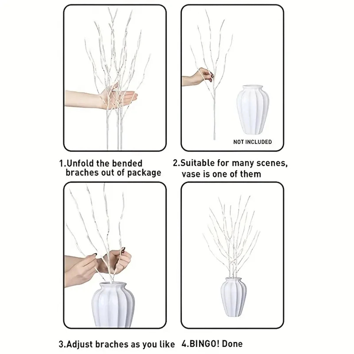 White Birch Branch Lights – 20 LED, Battery Operated, 28.35 in