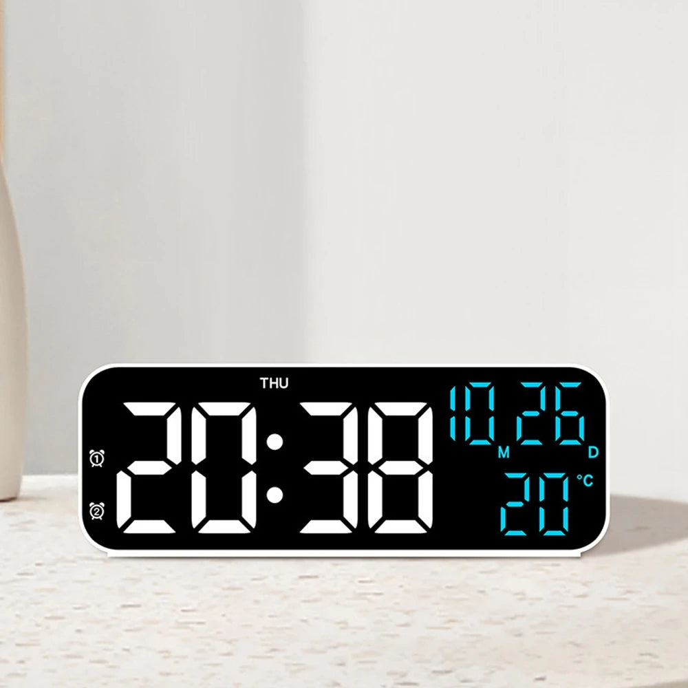 Digital Alarm Clock – Voice Control, Temperature & Date Display, 3 Brightness Levels, USB