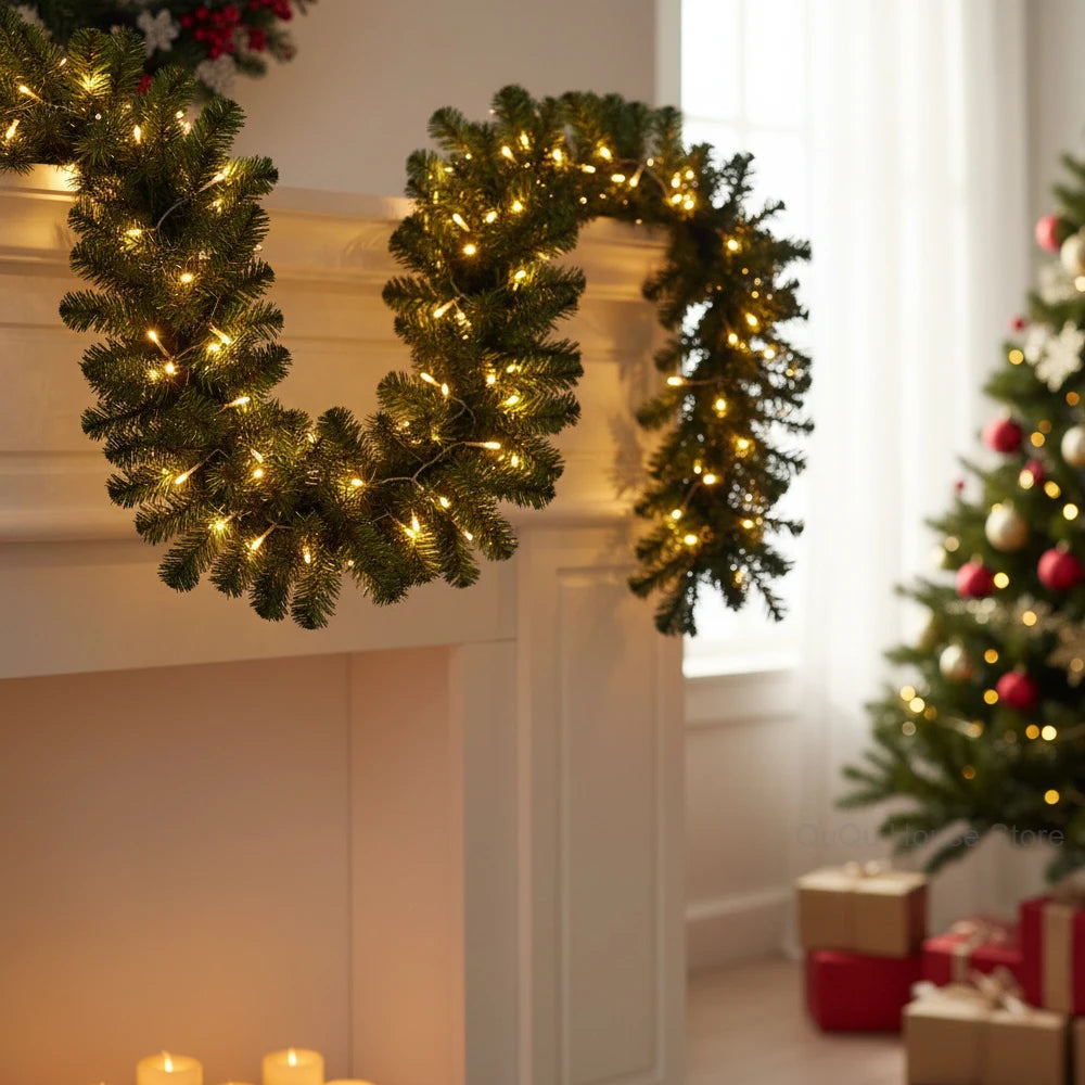 Artificial Christmas Garland, 8.9 ft – With or Without LED Lights
