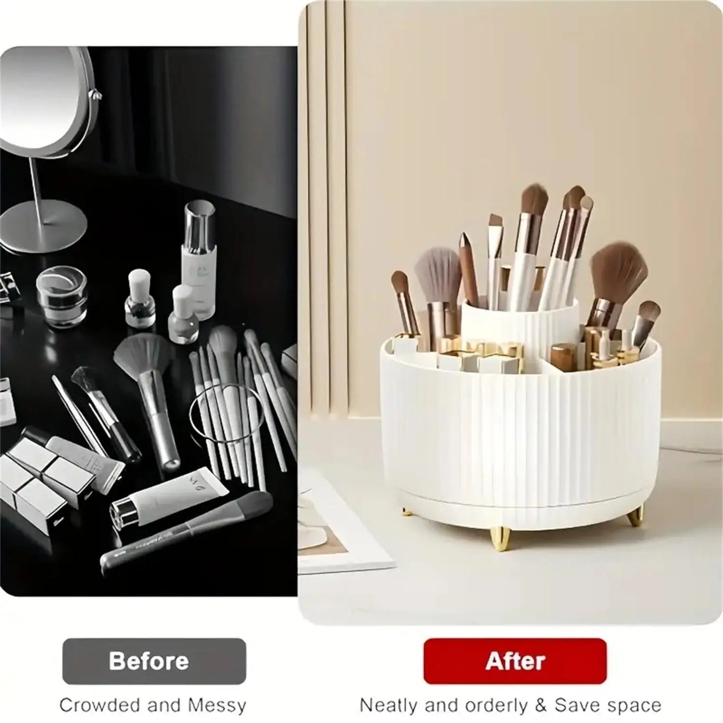 Rotating Makeup Organizer – 360° Spin, 4 Colors, PP Plastic, Compact Design