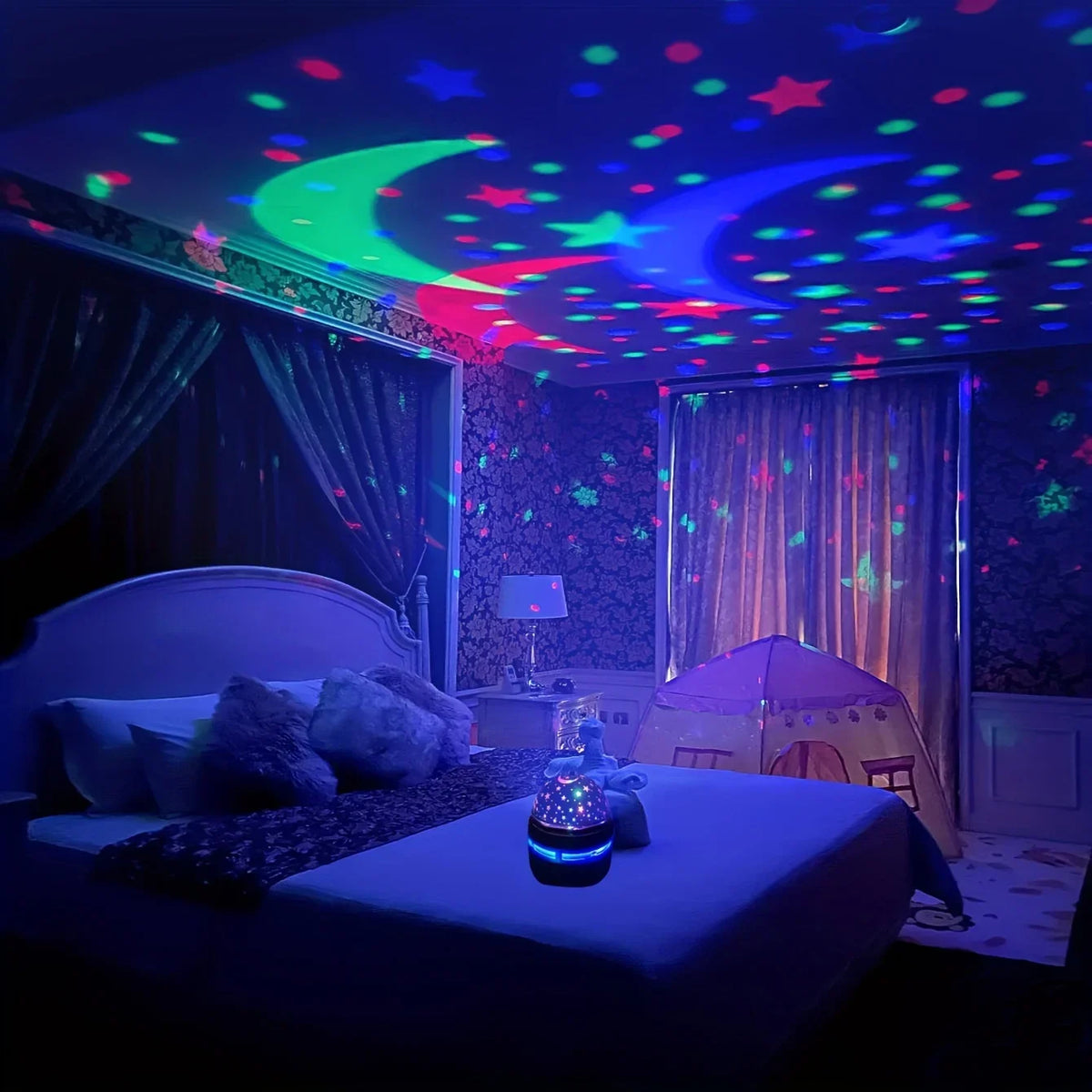 LED Moon & Star Projector Night Light – USB Powered