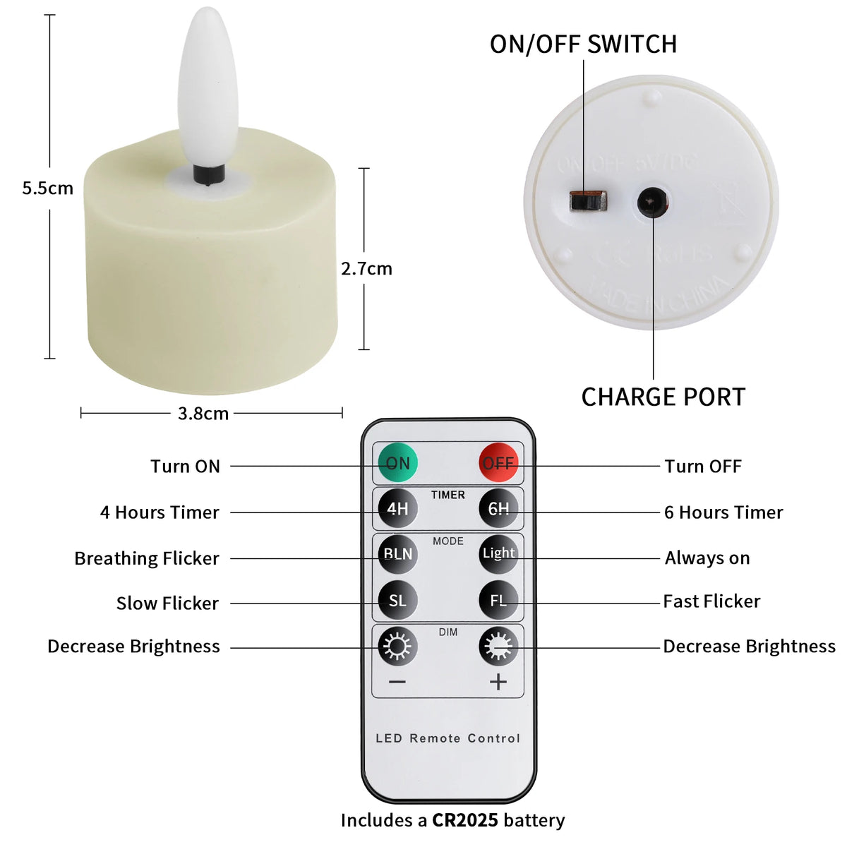 Rechargeable Flameless LED Tea Lights with Remote & Timer
