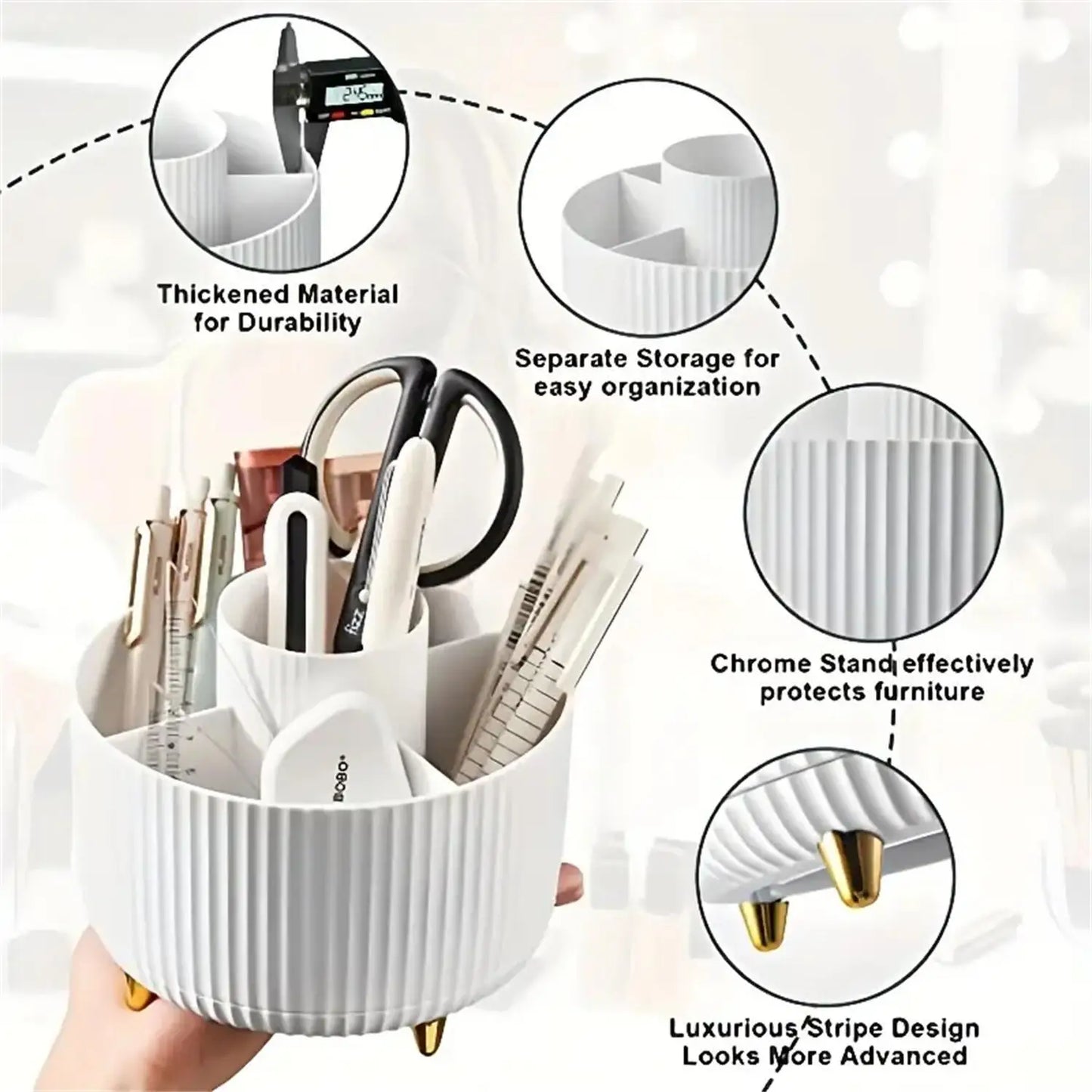 Rotating Makeup Organizer – 360° Spin, 4 Colors, PP Plastic, Compact Design