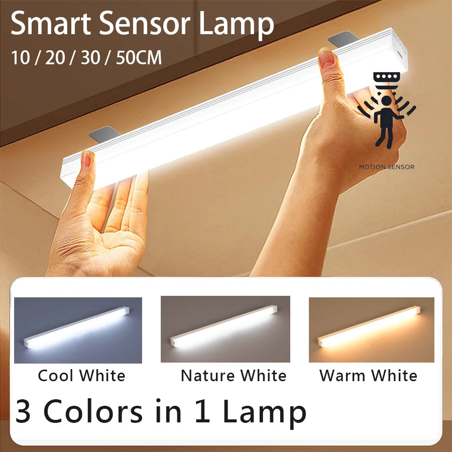Motion Sensor LED Bar Light – 3 Color Temps, Dimmable, Rechargeable, Magnetic Mount