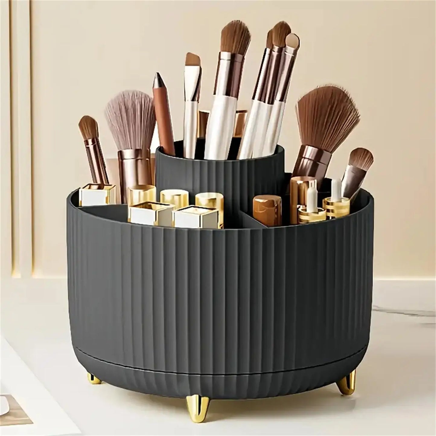 Rotating Makeup Organizer – 360° Spin, 4 Colors, PP Plastic, Compact Design