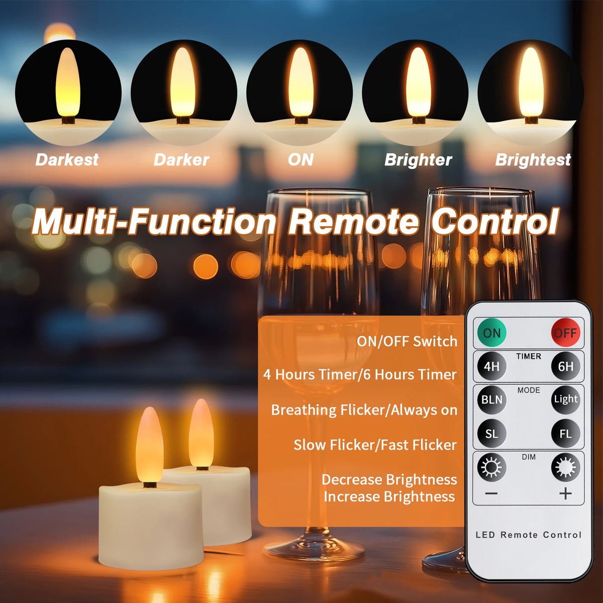 Rechargeable Flameless LED Tea Lights with Remote & Timer