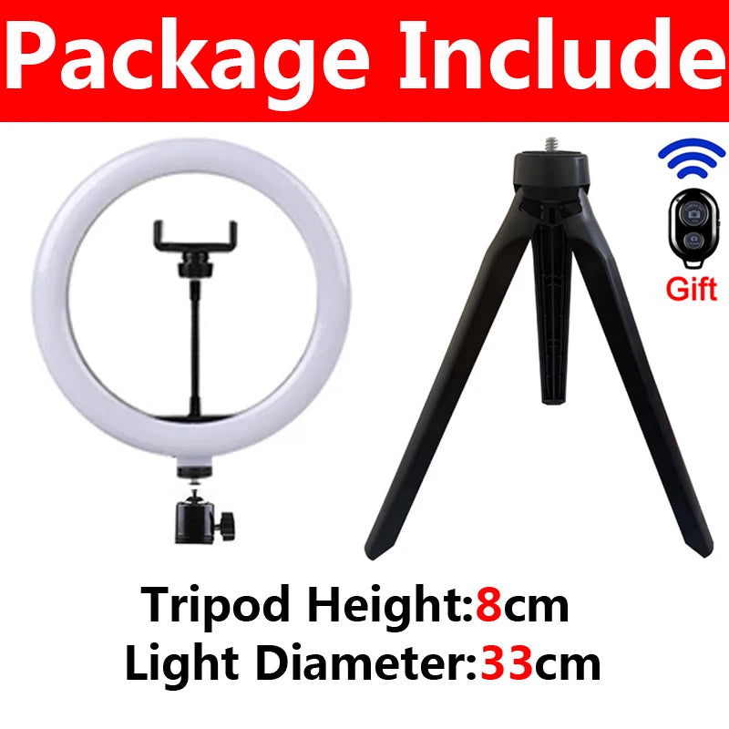 LED Selfie Ring Light – 3 Color Modes, 10 Brightness Levels, Tripod Stand & Phone Holder
