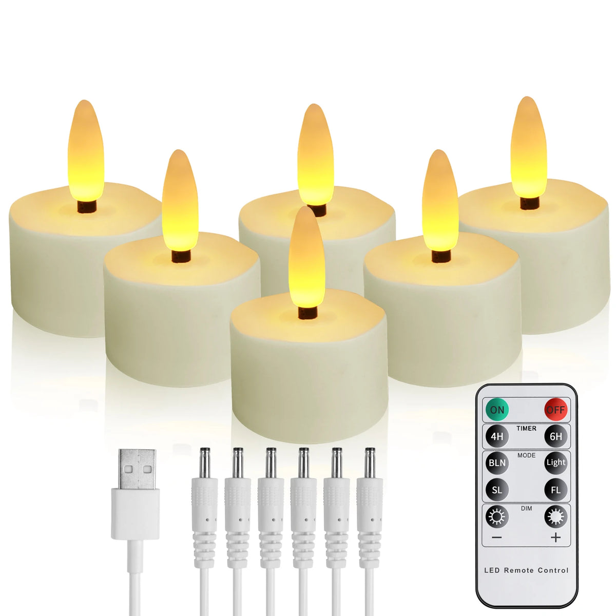 Rechargeable Flameless LED Tea Lights with Remote & Timer