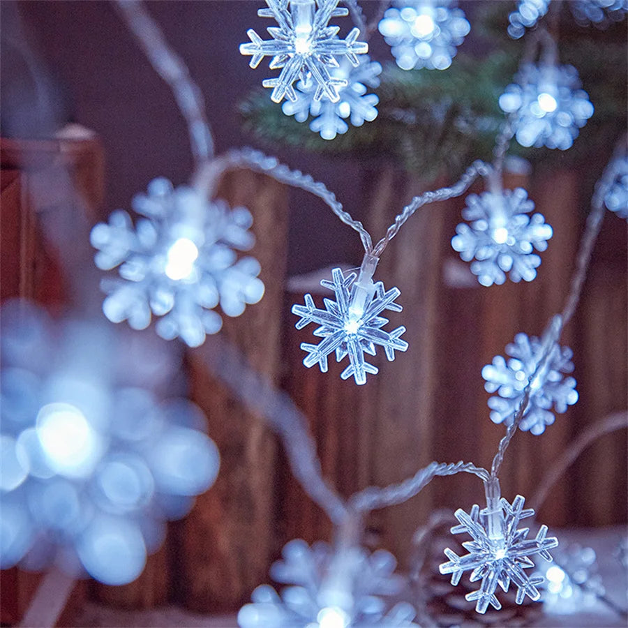 LED Snowflake String Lights – USB or Battery, 10–40 LEDs