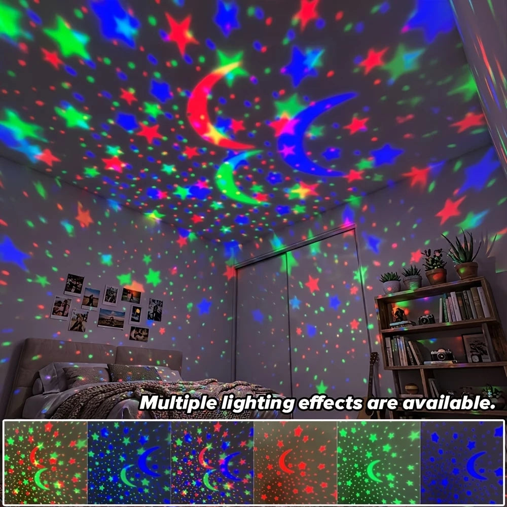 LED Moon & Star Projector Night Light – USB Powered