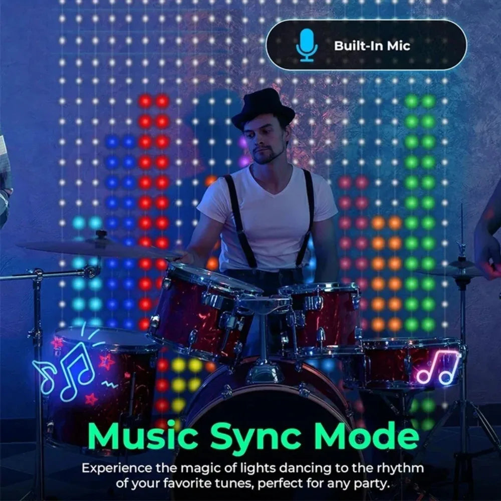 Smart RGB LED Curtain Lights with App Control & Music Sync