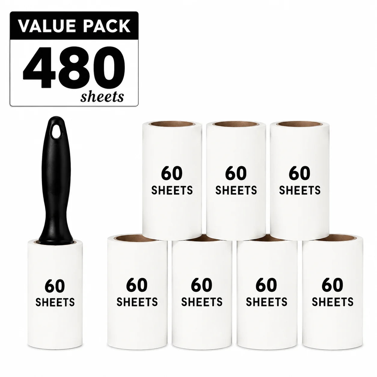 Reusable Lint Roller for Pet Hair – 480 Sheets, Sticky Dust Remover for Clothes & Furniture