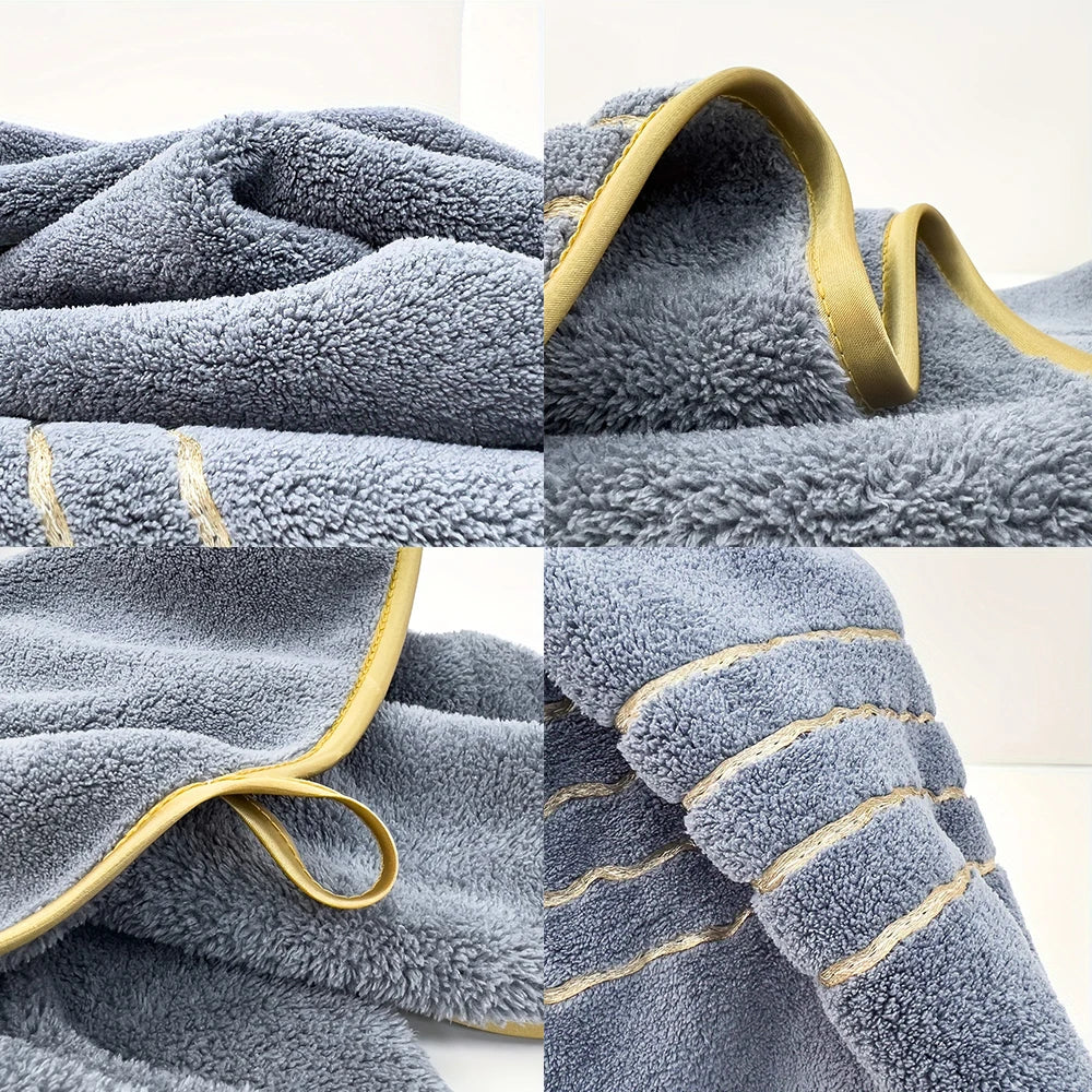 Premium Bath Towel Set – Soft & Absorbent, White, Grey & Dark Blue, 2/3/6/8 Pcs