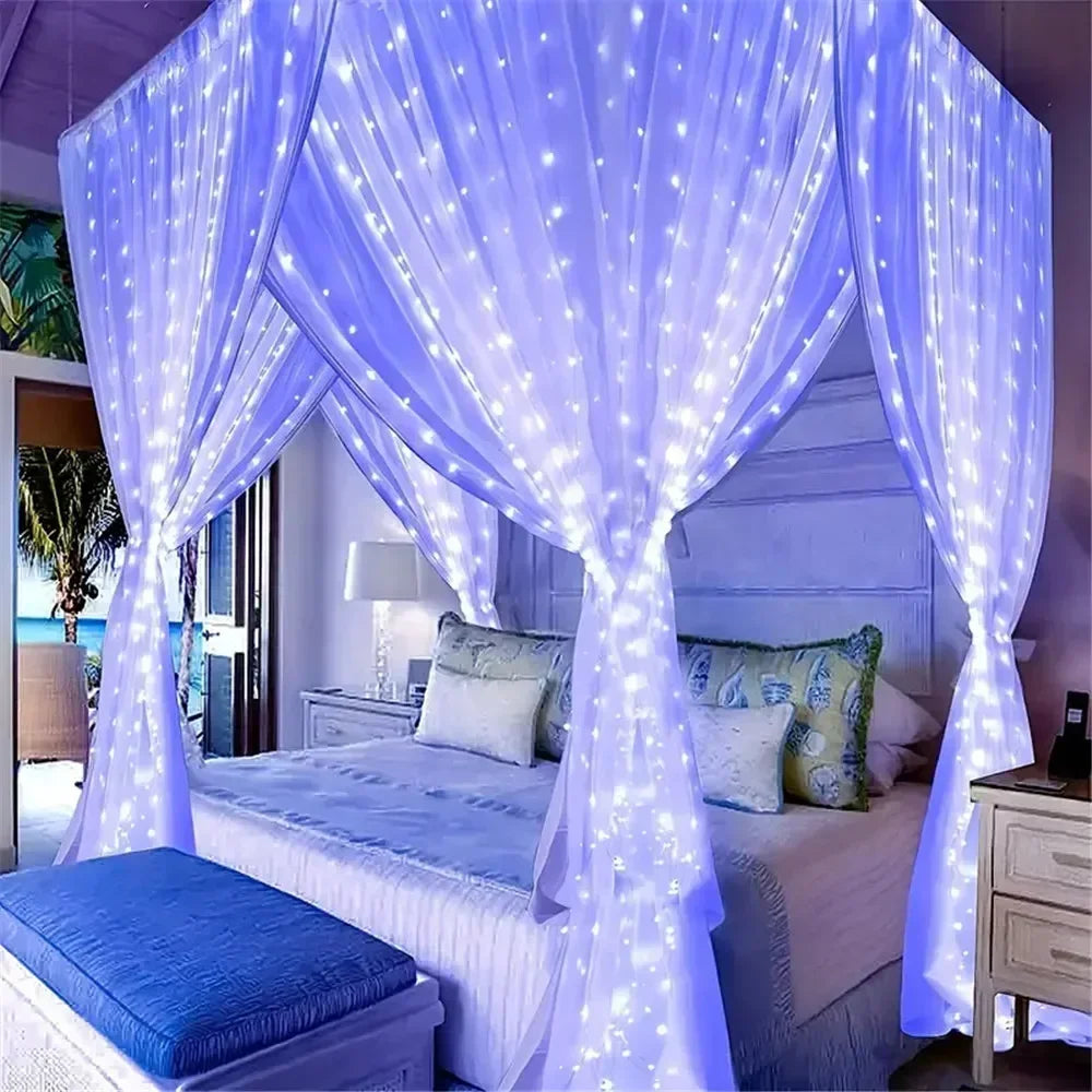 USB LED Curtain Lights with Remote – 100–600 LEDs