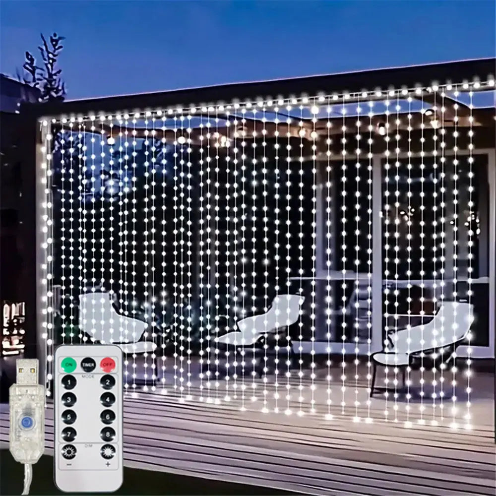 USB LED Curtain Lights with Remote – 100–600 LEDs