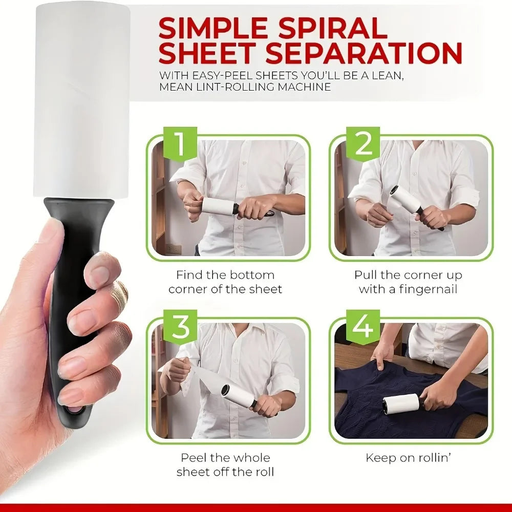 Reusable Lint Roller for Pet Hair – 480 Sheets, Sticky Dust Remover for Clothes & Furniture