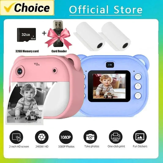 Kids Instant Print Camera – Thermal Photo Printing, Video, Rechargeable