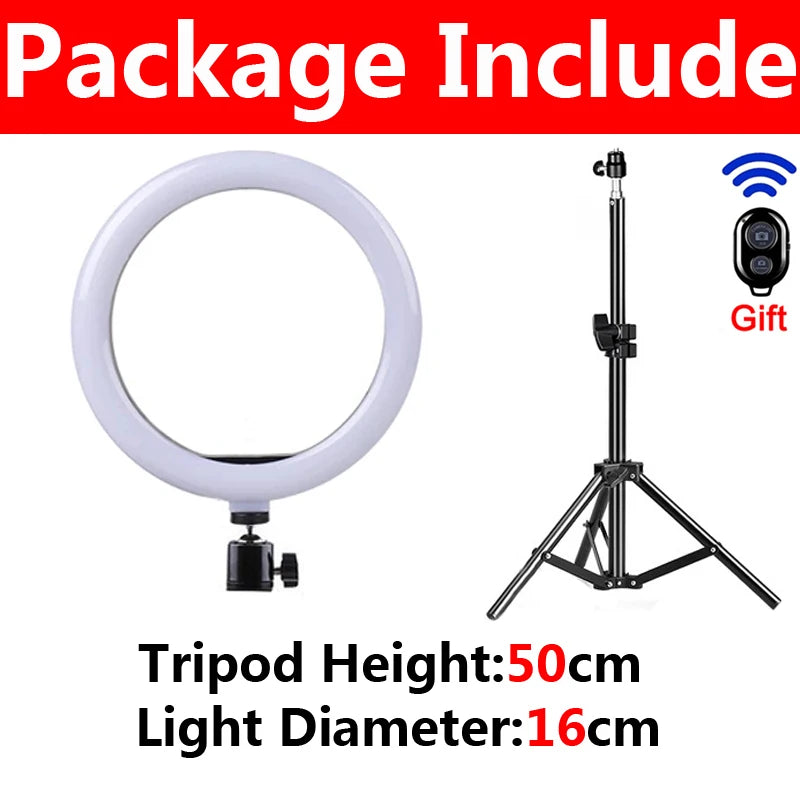 LED Selfie Ring Light – 3 Color Modes, 10 Brightness Levels, Tripod Stand & Phone Holder