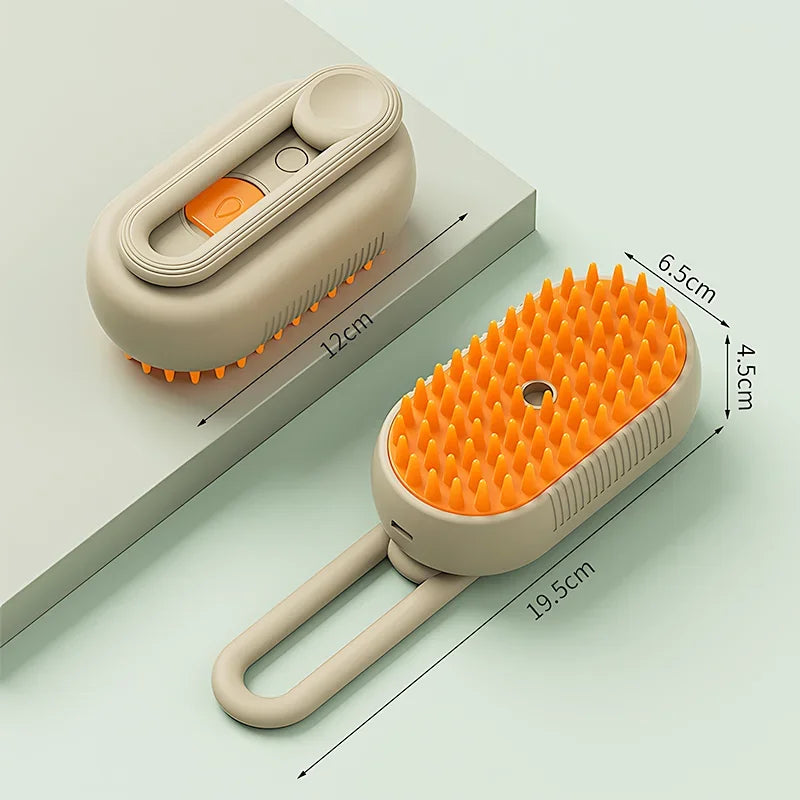 3-in-1 Cat Steam Brush – Electric Grooming, Massage & Hair Remover