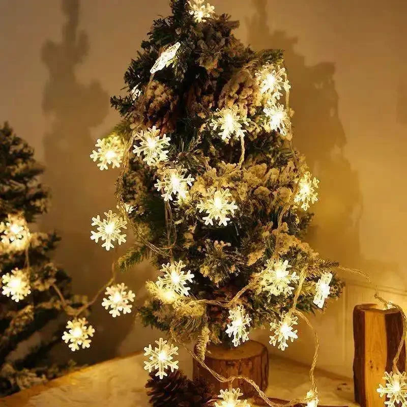 LED Snowflake String Lights – USB or Battery, 10–40 LEDs