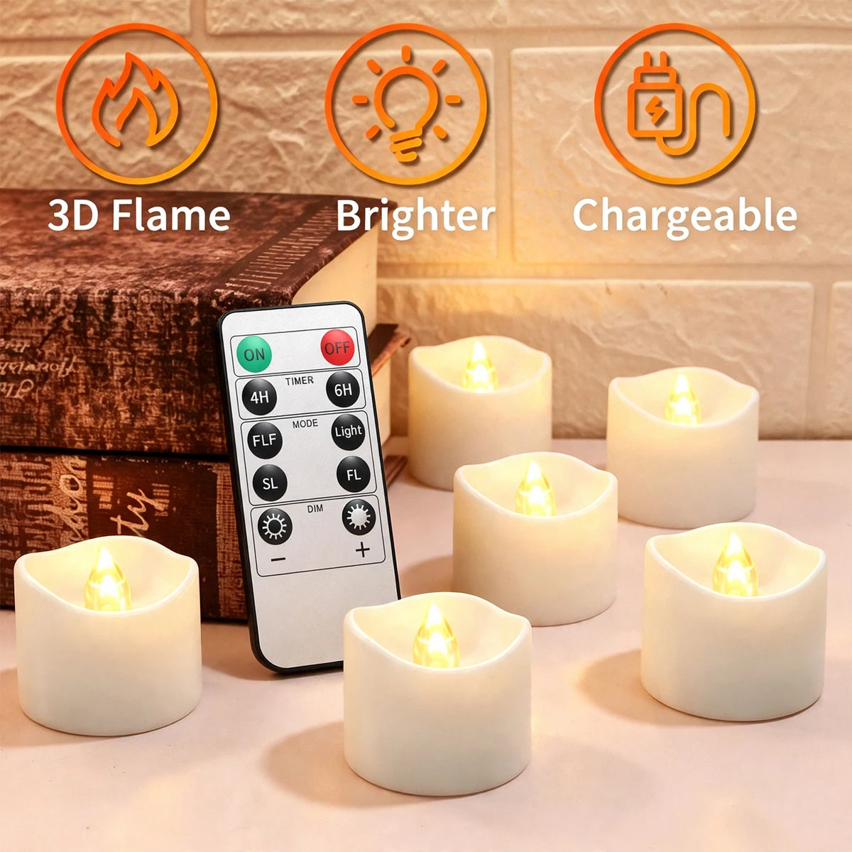 Rechargeable Flameless LED Tea Lights with Remote & Timer