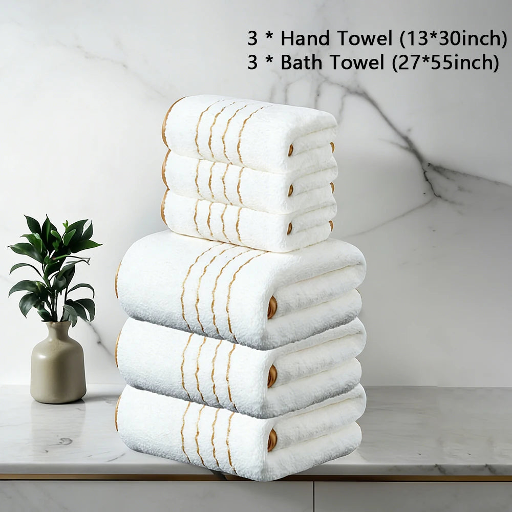 Premium Bath Towel Set – Soft & Absorbent, White, Grey & Dark Blue, 2/3/6/8 Pcs
