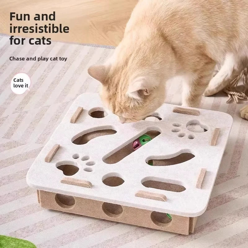 Cat Puzzle Toy – Felt Box with Ball for Indoor Cats