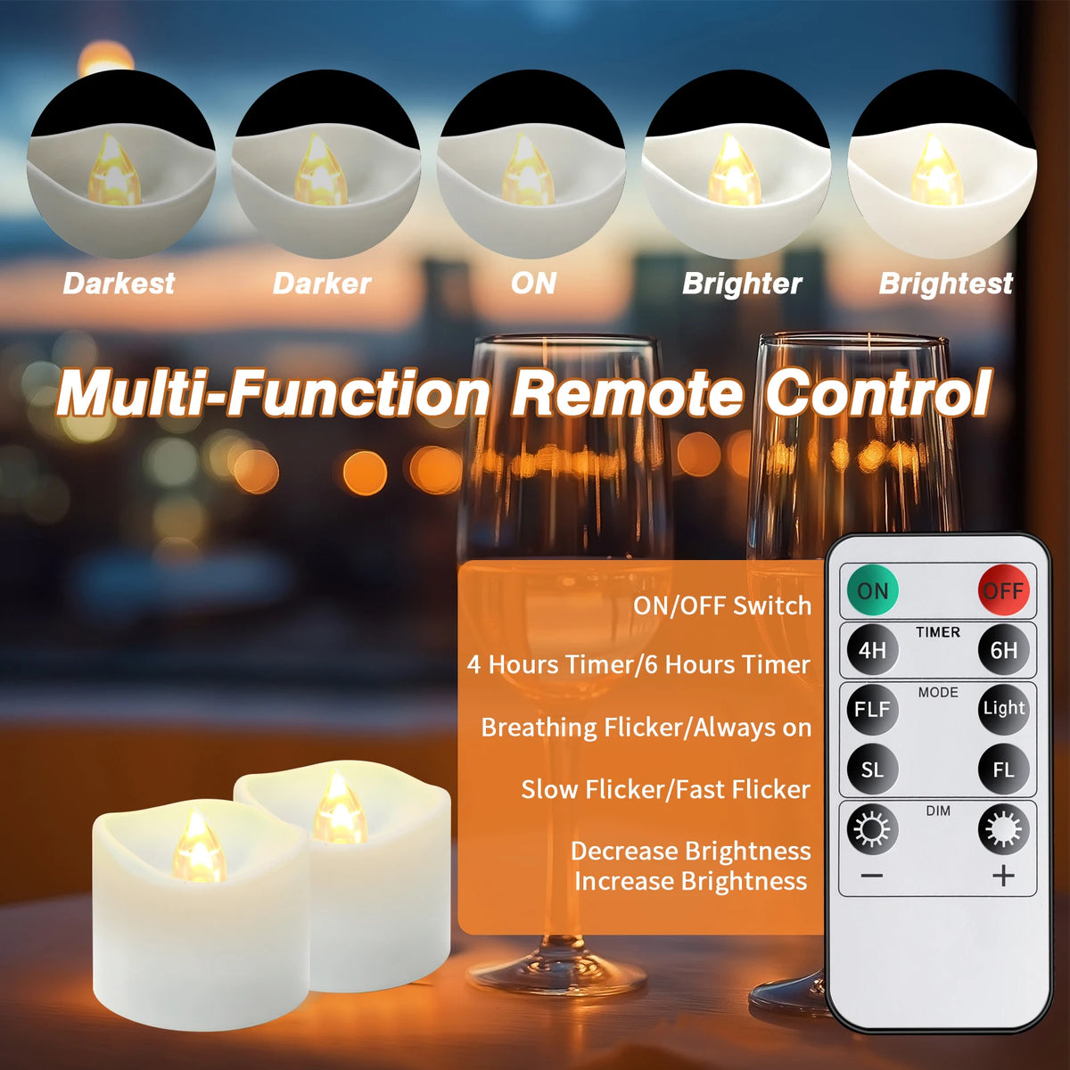 Rechargeable Flameless LED Tea Lights with Remote & Timer