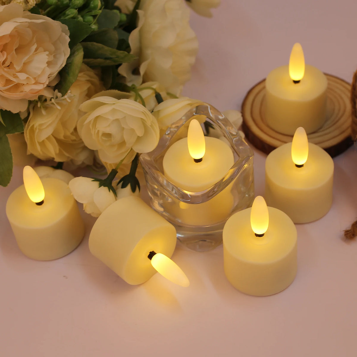 Rechargeable Flameless LED Tea Lights with Remote & Timer