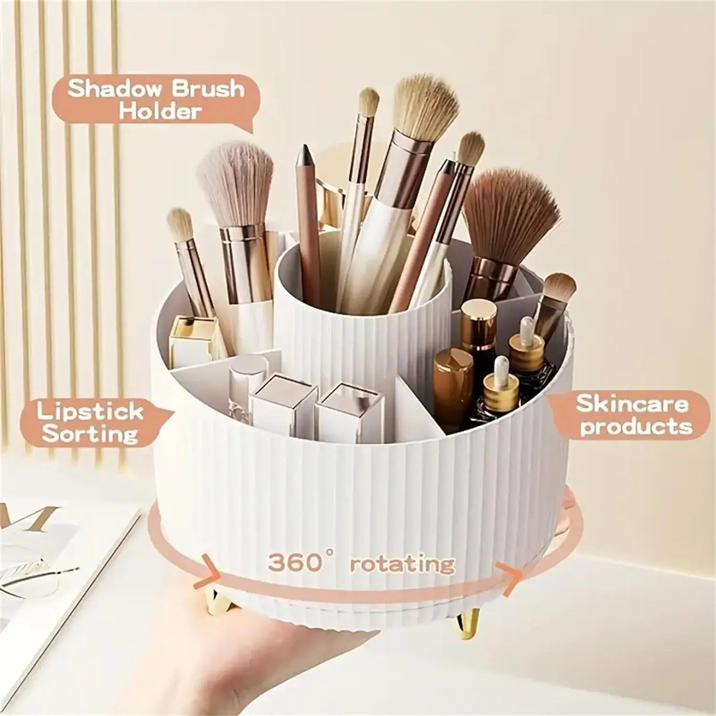Rotating Makeup Organizer – 360° Spin, 4 Colors, PP Plastic, Compact Design