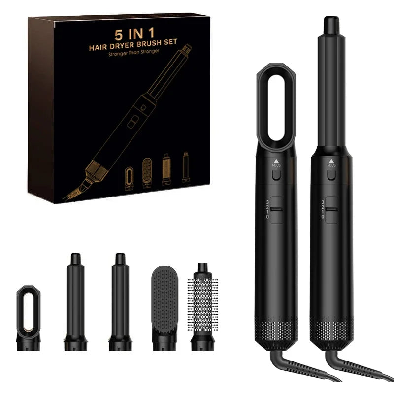 5-in-1 Hair Dryer & Styler Kit – Hot Air Brush, Curling Iron & Straightener